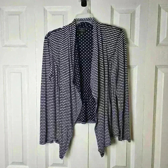 Market and Spruce Navy/White Striped Cardigan - Picture 1 of 7